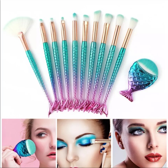 11 piece mermaid tail make up brush set - Picture 6 of 7